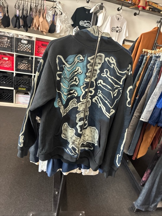 Cactus Jack by Travis Scott Other - Travis Scott x Cactus Jack Fragment Skeleton Graffiti Full Zip Up Hoodie SZ M